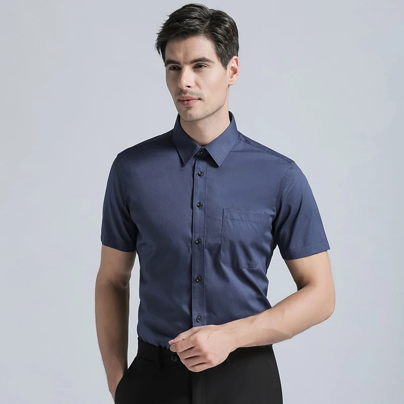 2022 Brand New Arrivals Men's Regular Fit Shirt Cotton Blend Long Sleeves Men Formal Business Shirts Classic Solid Color Shirt