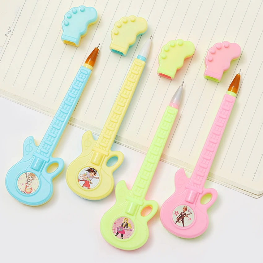 1pc 0.28mm Cute Kawaii Plastic Gel Pen Creative Guitar Novelty Pens For Kids Gift Korean Stationery