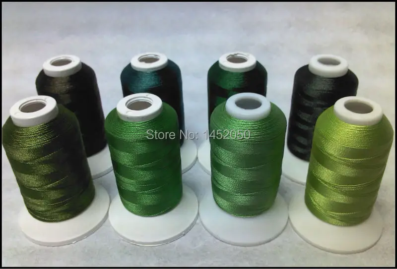 GREEN COLORS Embroidery Machine Thread 8 Spools Free Ship