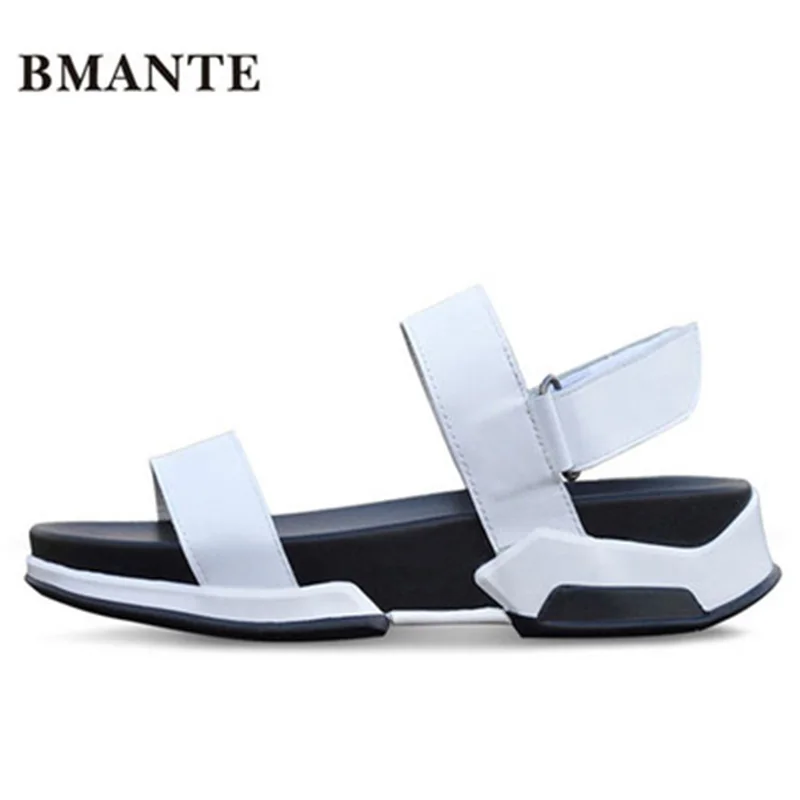 Bmante Genuine Leather Men Beach Sandal Basic Luxury Slip Summer Shoes Concise Roma Popular Flat Slippers Male Dress Sandals