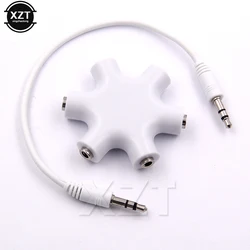 PZ gorący kabel audio Adapter konwerter Mini płatek śniegu 3,5 mm Jack 6, wieloportowy rozdzielacz słuchawkowy Aux