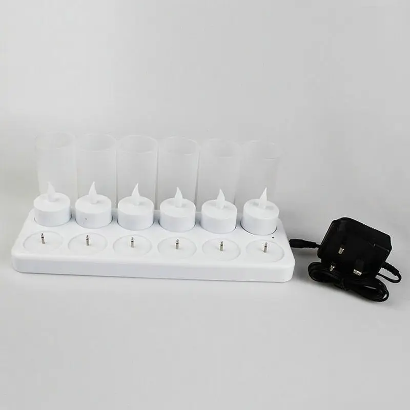 Set di 12 candele elettriche TeaLight senza fiamma ricaricabili a LED votive Waxless safe Warm Home Wedding Church Bar Table decor-ambra