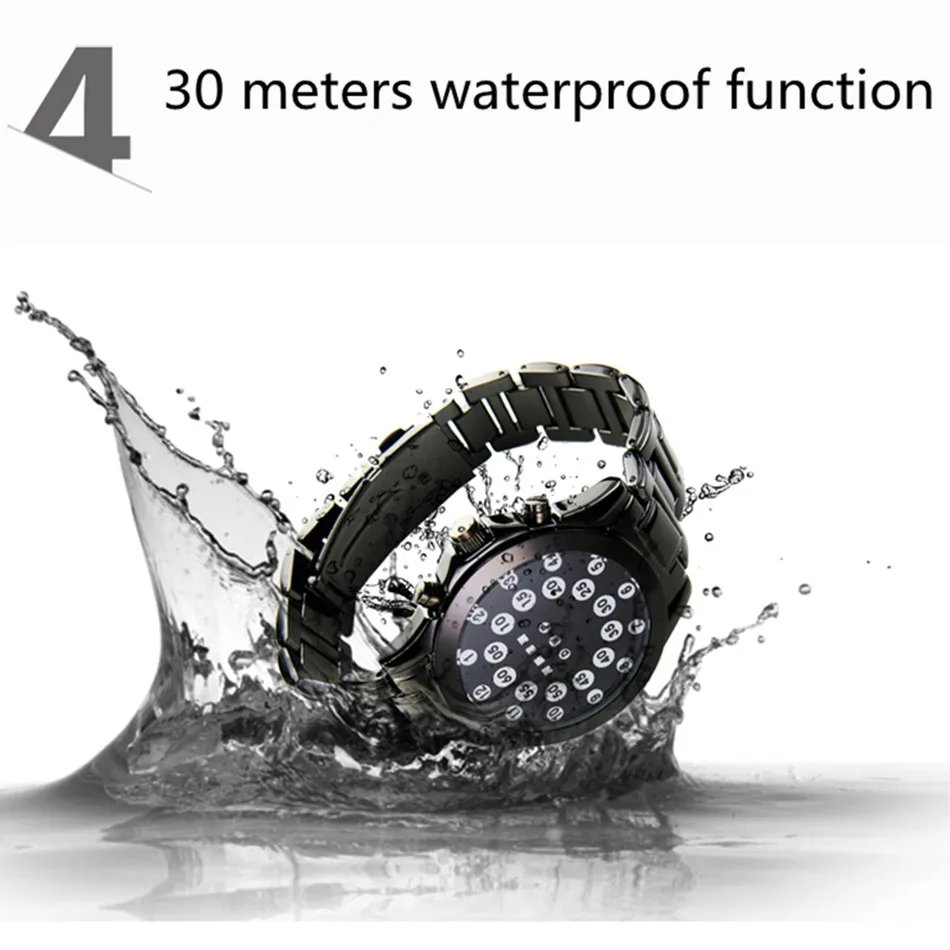 Electronic Watch Intelligent Multi-function Black Technology Mineral Tempered Quartz Movement
