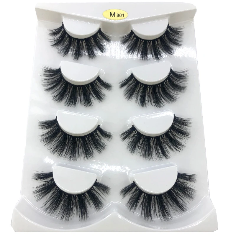 4/7 Pairs 3D Mink Hair False Eyelashes 15-25mm Lashes Thick Long Wispy Fluffy Handmade Cruelty-free Mink Eyelash Makeup Tools