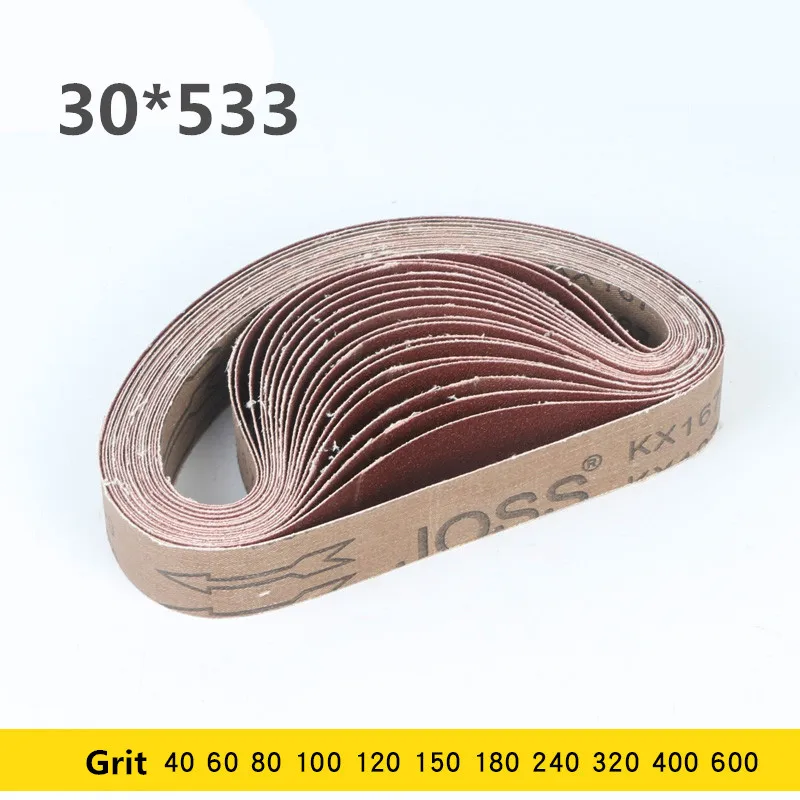 5 szt. 30*533mm pasy szlifierskie 533*30mm ekran taśmowy z ziarnistością od 60 do 600 miękka tkanina do szlifierki taśmowej