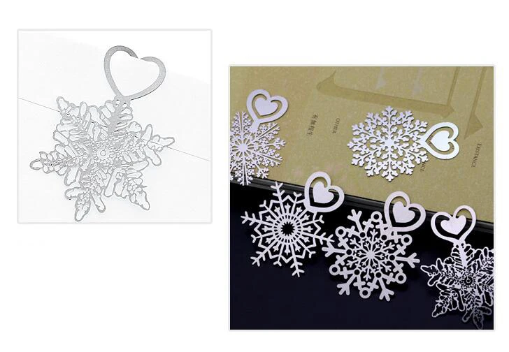 Schneeflocke Lesezeichen Edelstahl Frohe Weihnachten Buch Seite Marker Metall Blume Lesezeichen – Detail 8