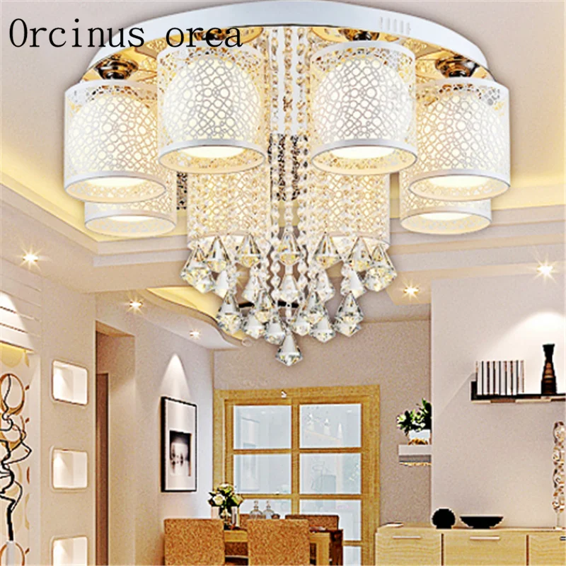 

2017 New Round LED Crystal Ceiling Light For Living Room Indoor Lamp with Remote Controlled home decoration free shipping