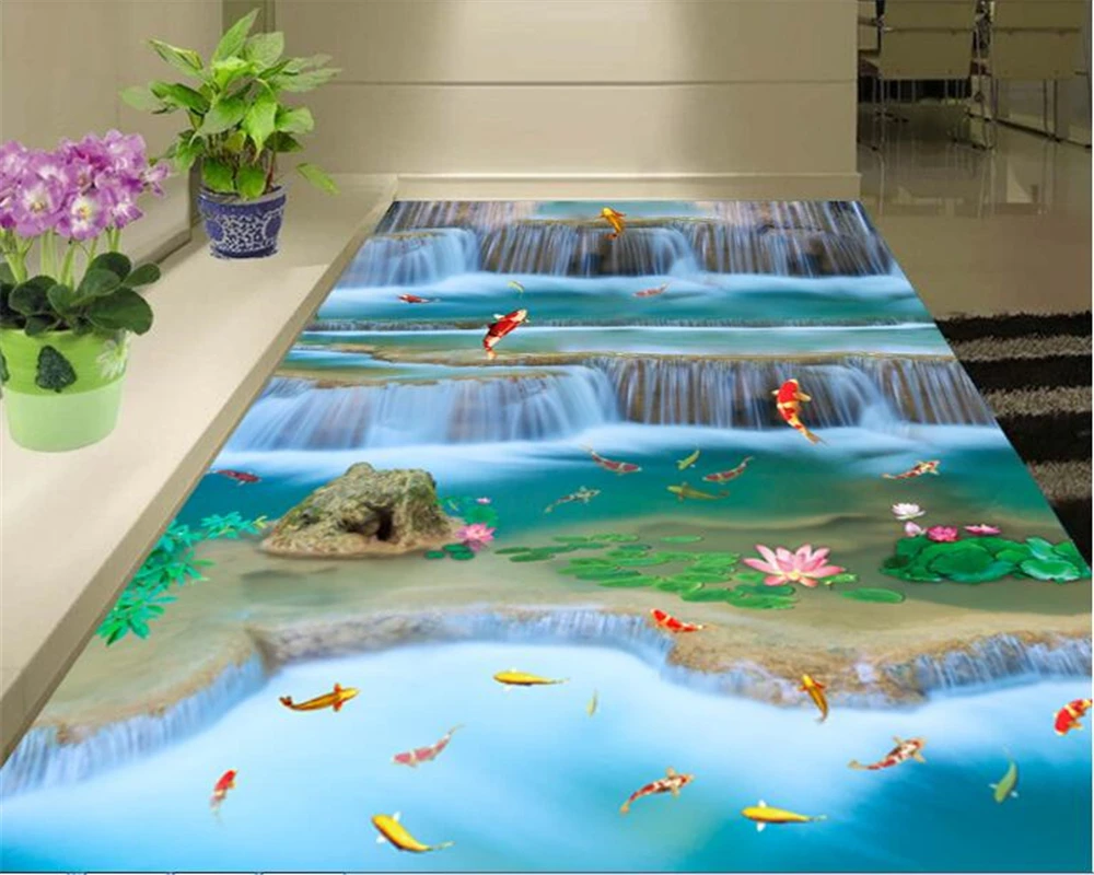 

beibehang Dream fashion classic three-dimensional personality PVC wall paper landscape scenery 3D floor wallpaper for walls 3 d