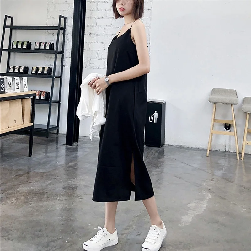 Sexy Women Maxi Dress Black Sling Dress Female Summer 2022 Sleeveless V-neck Vest Long Women Dresses