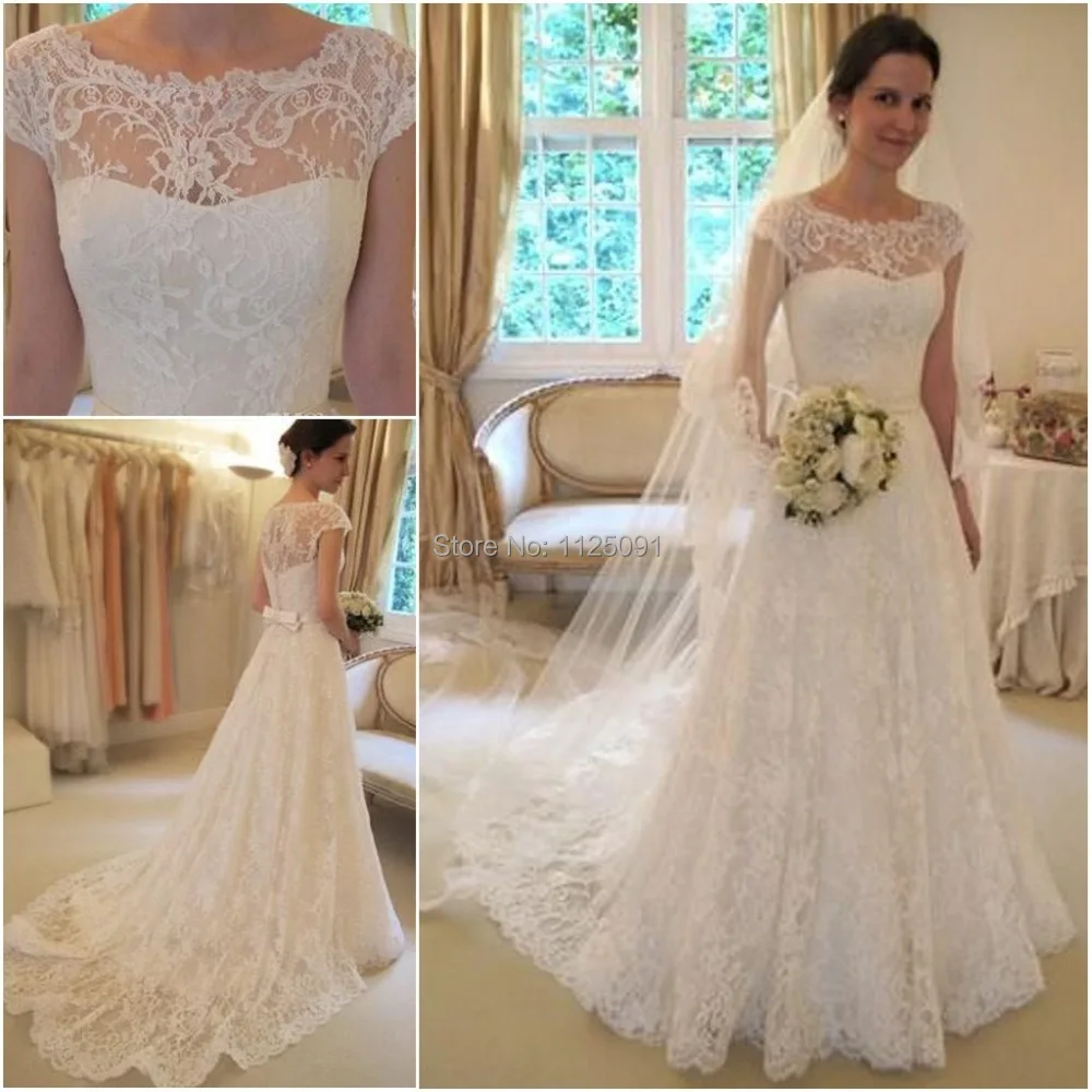 Cap Sleeve Hot Sale Novias Soft Lace Brazil Wedding Dress Custom Made Full Lace