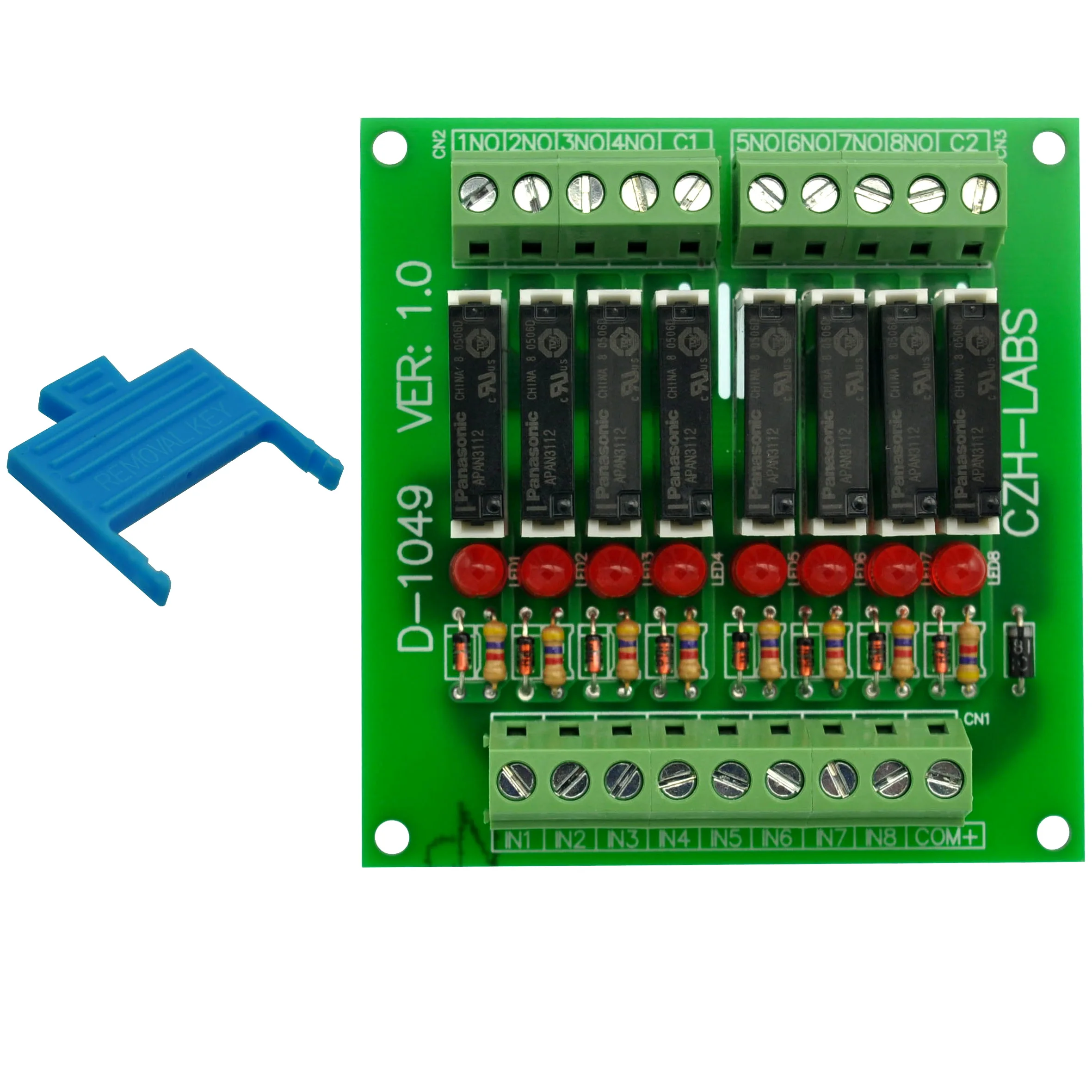 

Slim Panel Mount DC12V Sink/NPN 8 SPST-NO 5A Power Relay Module, APAN3112