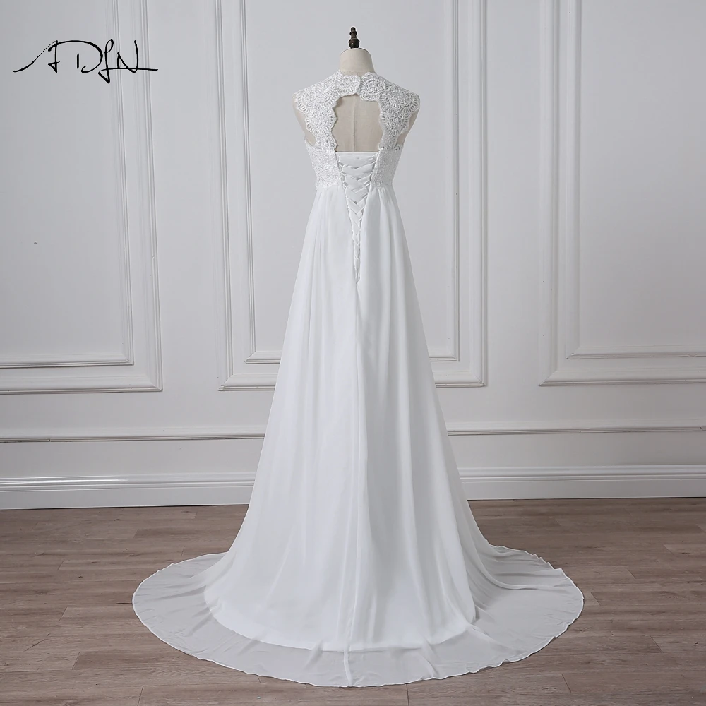 ADLN-Robe de Mariée en Mousseline de Soie Blanche/Ivoire Personnalisée, Grande Taille, pour Femme Enceinte