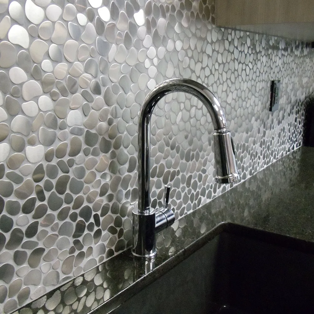 Irregular Silver Black Gold Brushed Metal Mosaic Tiles for Kitchen Blackspalsh Bathroom indoor outdoor Wall dec Tiles