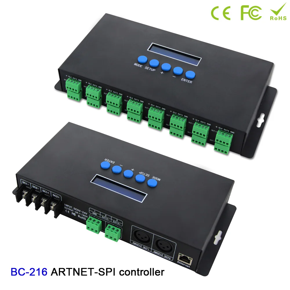 Imagem -01 - Controlador de Led Artnet com 16 Canais com Saída de 2x512 Canais Artnet para Spi Dmx e Luz de Led controlador de led artnet com 16 canais com saida de 2x512 canais artnet para spi dmx e luz de led 01