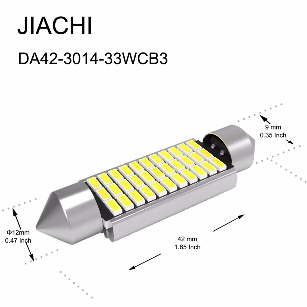 JIACHI 10PCS Auto Lighting Festoon Led C5W 41MM 42MM 3014Chip 33SMD CANBUS No Error For Car Interior Reading Dome Bulb White 12V