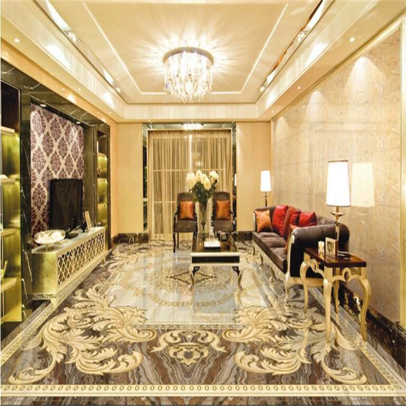 beibehang Custom flooring paste the living room room European pattern stone parquet fashion air waterproof oiling 3D floor