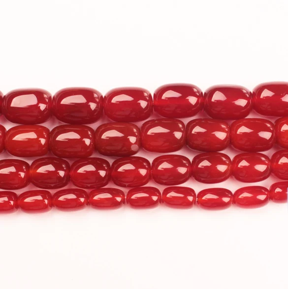 Wholesale  Red Jad-e Drum Shape  Beads 15