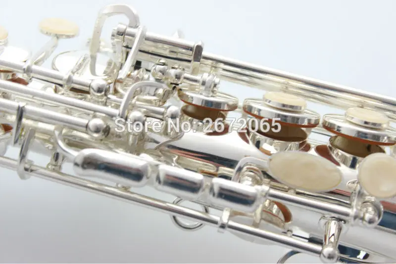 Brand Soprano Saxophone Silver Plated B Flat Straight Pipe Playing Musical Instruments Exquisitely Carved Sax With Mouthpiece