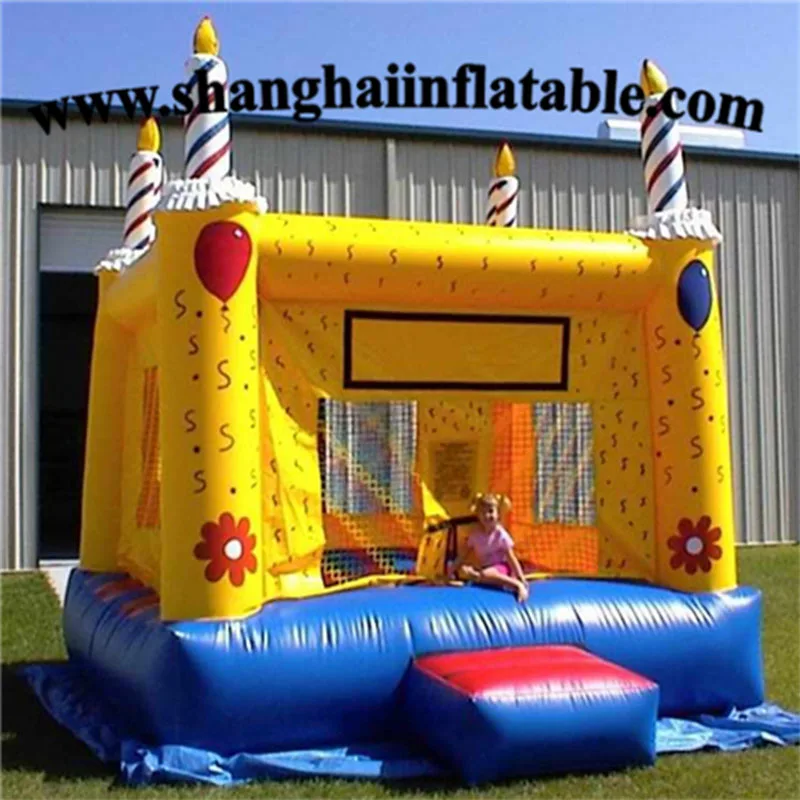 Commercial inflatable bouncy bounce house air bouncer inflatable trampoline for sale yellow cake bounce