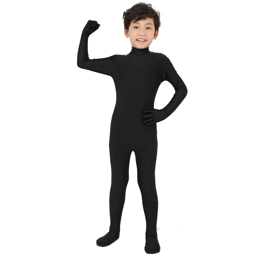 24hours ship out with free shipping 2018 Customize for kids Cheap funny Halloween Zentai Suit Black Lycra Spandex Full Bodysuit