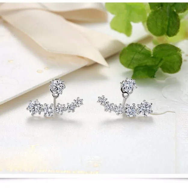 Fashion Style Fine Jewerly Stud Earrings For Women 925 Sterling Silver Needle Clear Cubic Zirconia Trendy Push back Earrings