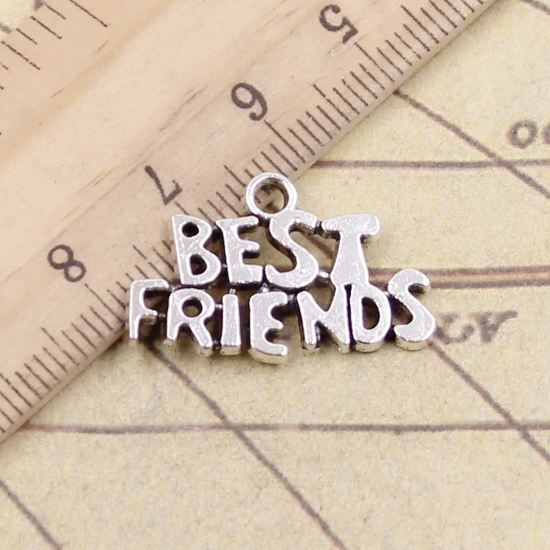 20pcs Charms Best Friends 24x16mm Tibetan DIY Retro Jewelry Bracelet Necklace Antique Bronze Silver Color Pendant