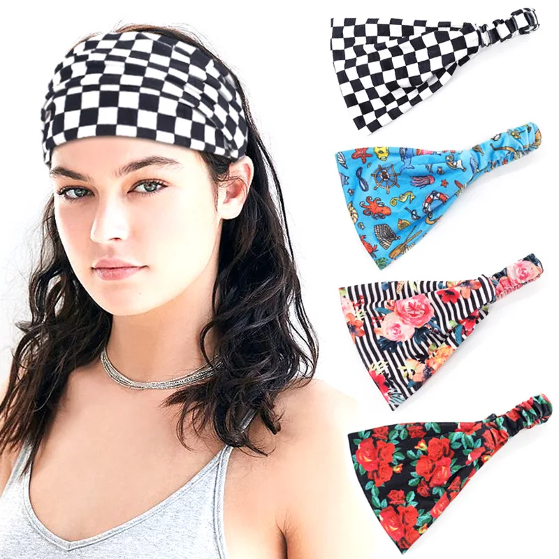 

10Pc Women's Yoga Hair Band Sports Headband Female Printed Floral Turban Head Ladies Hair Accessories Wide Elastic Headwrap