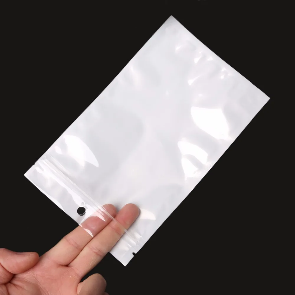 

50/100Pcs Multi Sizes White Clear Self Seal Zipper Plastic Retail Packaging Poly Bag Hang Hole For Storage Pouch Ziplock Bag