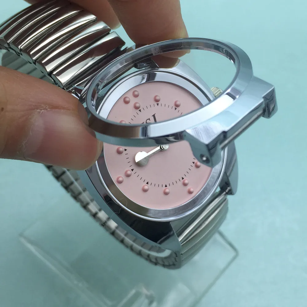 Montre tactile en braille pour femme, 6 000 bracelets, cadran rose