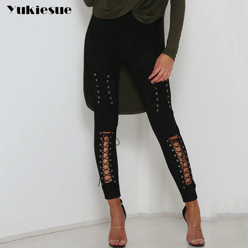 Suede Leather Pants Women 2022 Autumn Winter Lace Up Bodycon High Waist Pants Leggings Soft Pencil Pants Female Bottom femme