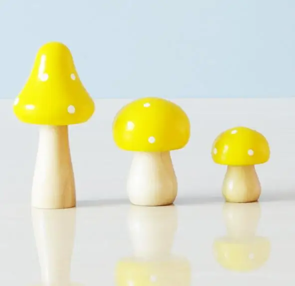 3pcs/lot Wood Mushrooms Miniature Fairy Garden Home Decoration Craft Micro Landscape Decor DIY Gift Moving Forest ML 004