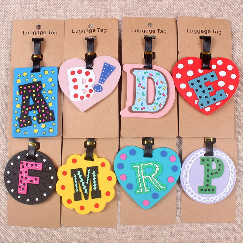 Creative Letter Travel Accessories Luggage Tag Cartoon Silica Gel Suitcase ID Addres Holder Baggage Boarding Tags Portable Label