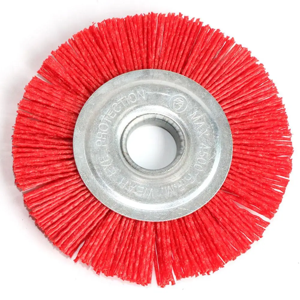 1pc 125*22mm 5 Inch Nylon Abrasive Brush Wheel Grit 80 Polymer-abrasive Wire Drawing Round Polishing Brush wood deburring