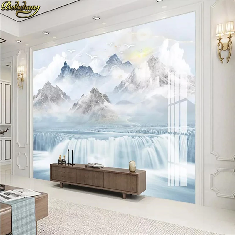 

beibehang Custom Modern minimalist alpine flowing marble 3D Mural Wallpaper Bedroom living Room TV Sofa Backdrop Wall paper