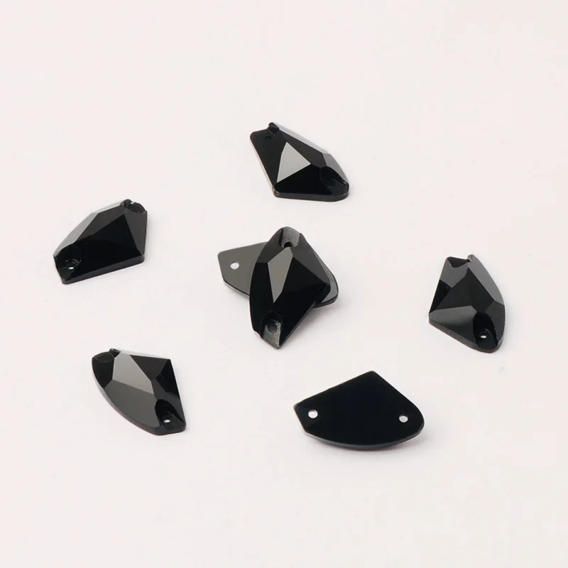 K9 Crystal Mirror Strass Rhinestones mixed shape black Jet glass Flat back sew on rhinestones diy clothing Garment Decoration