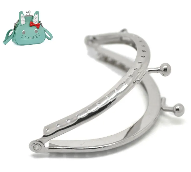 Free Shipping-5PCs Silver Tone Purse Bag Metal Arch Frame Kiss Clasp Lock 9x6.3cm(3 4/8