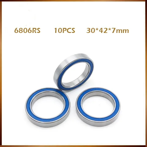 Free shipping 6806-2RS Bearing ABEC-1 (10PCS) 30x42x7mm Thin Section 6806 2RS Ball Bearings 6806RS 61806 RS