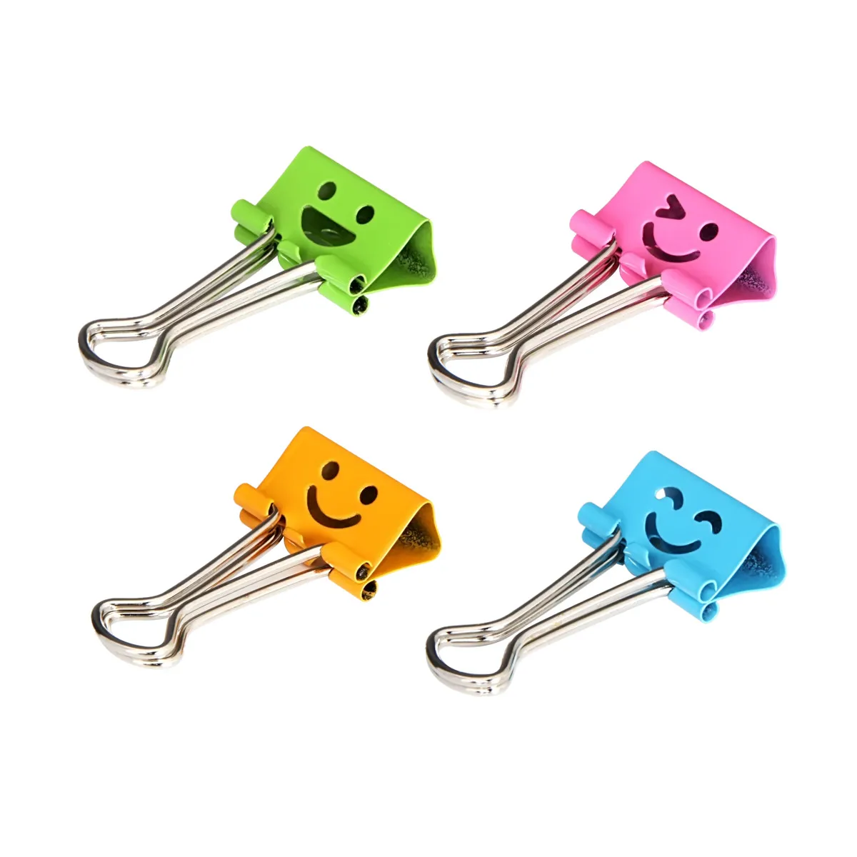 Smile Face Stationery 19mm Long Tail Clip Binders Wallet Dovetail Clip Notes Folder 40 Clips Office Accessories Binder Clips