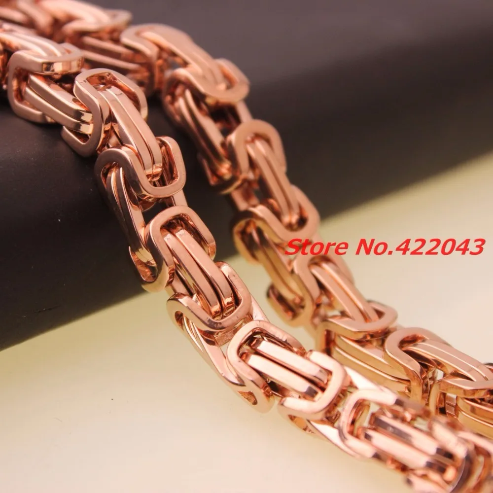 Fashion Rose Gold color  Womens Male Stainless Steel 4/5/8mm Chain Necklaces Byzantine Style Mens Jewellery, Wholesale or retail