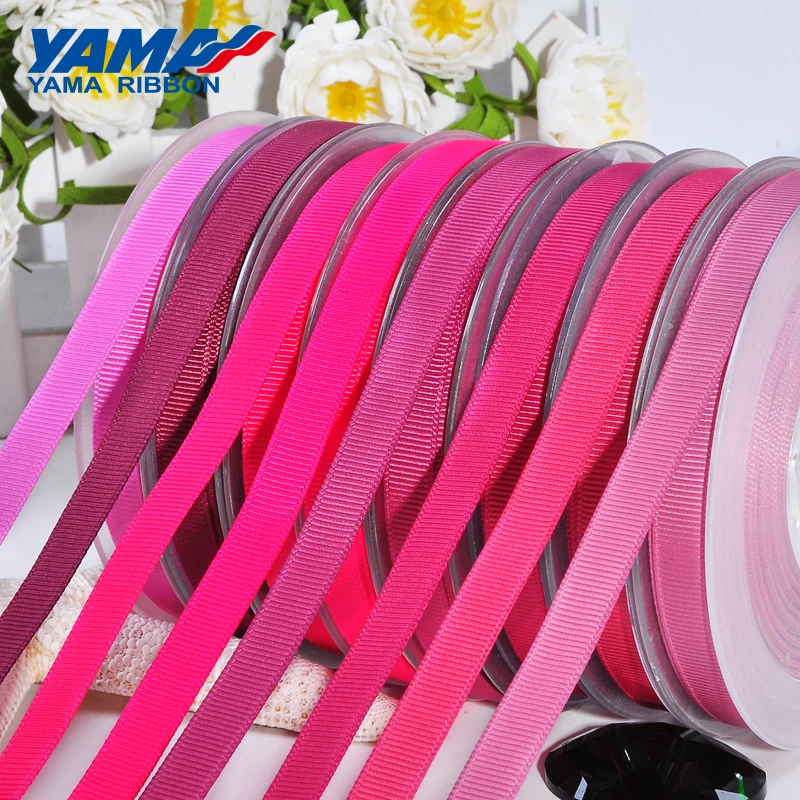 YAMA 6 9 13 16 19 22 mm 100 yards/lot Grosgrain Ribbon Red Pink Wholesale for Diy Dress Accessory House Wedding Decoration