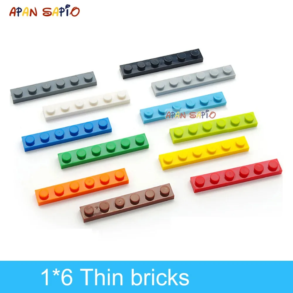 80pcs DIY Building Blocks Thin Figures Bricks 1x6 Dots 12Color Educational Creative Size Compatible With 3666 Toys for Children