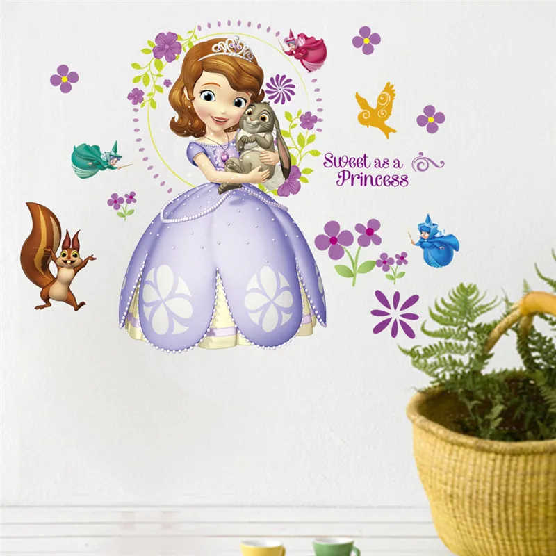 Cartoon Lovely Princess Sofia dance  Children Kids Bedroom Switch Computer Decoration Wall Stickers Decal Art Mural