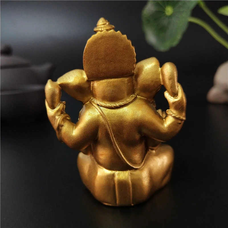 Ganesha Buddha Statue House Garden Decoration Indian Gold Elephant God Ganesh Sculpture Figurines Home Decor Buddha Statues