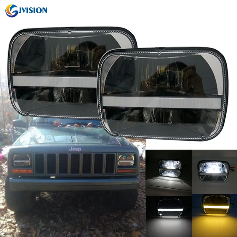 

5x7 Led Projector Headlight High/ Low Beam DRL Head Lamp 7inch H4 Headlamps For Jeep Wrangler YJ Cherokee XJ Trucks