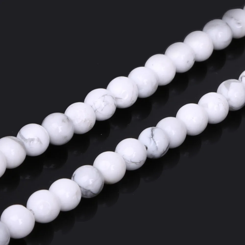 Picture 5: Pick Size 4 6 8 10mm Natural Stone Beads Blue Turquoises White Howlite Round Loose Beads For Bracelet Jewelry Making