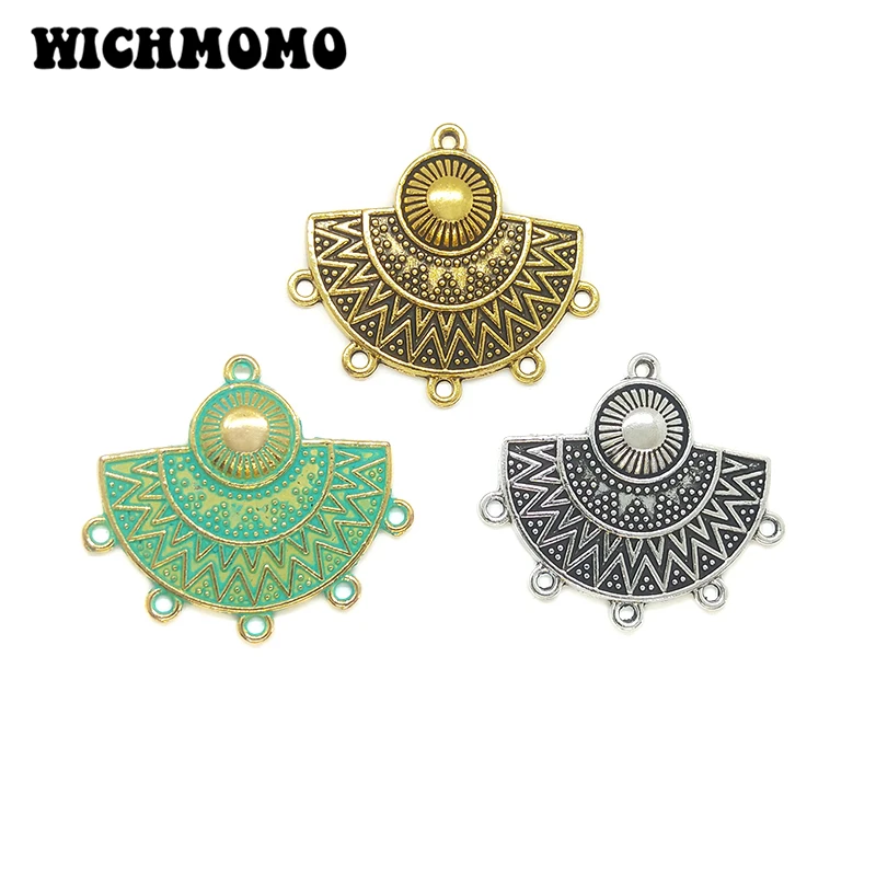 New Fashion 35MM Linker 5pieces/bag Sector Eye Retro Gold  Zinc Alloy Charms Connector for DIY Jewelry Accessories