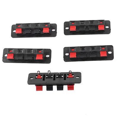 5 Pcs 4 Pin Terminal 1 Row Spring Load 4 Position Speaker Connector Board