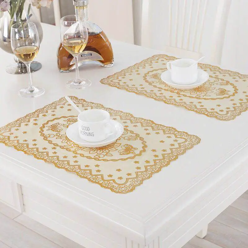 Cheap Table Mats PVC Rectangle Round Placemat For Dining Table Napkin Insulation Pad Cup Coaster