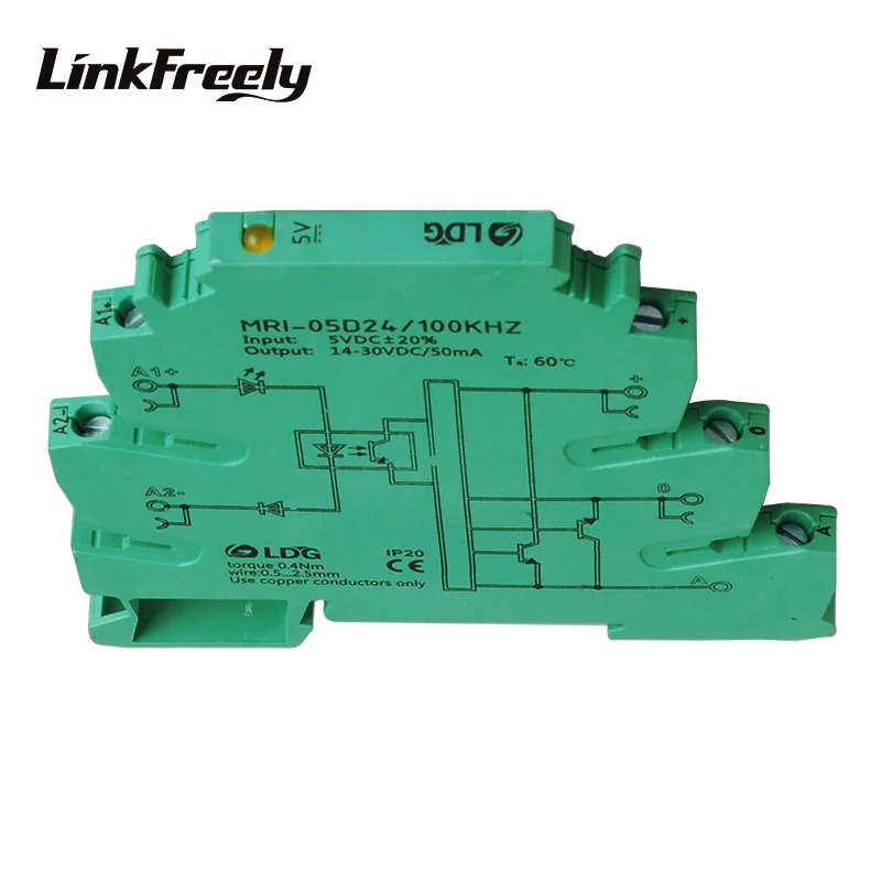 Imagem -04 - Khz Plc Led Opto Acoplador Relé Isolamento 5vdc 8ma Entrada Output1430vdc 50ma Interface Módulo de Relé Tensão Trilho Din Mri05d24 100