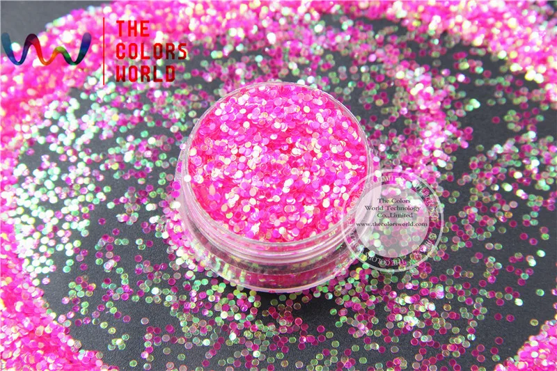 

TCR53 Fantasy Iridescent Rose-Carmine with Green Light color Round Dot 1.0MM Size glitter for nail Art or other DIY decoration